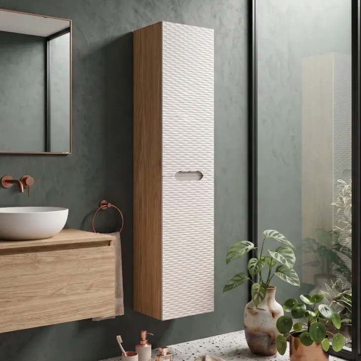 Colonna bagno sospesa 35x170h cm 2 ante beige rovere Swim