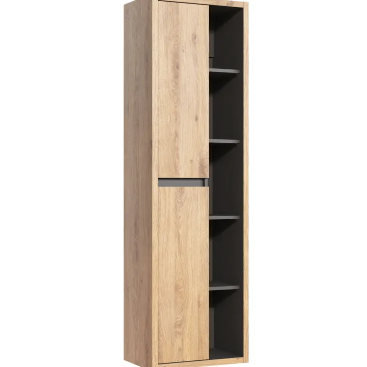 Colonna bagno sospesa 50x170h cm 2 ante rovere antracite Veny