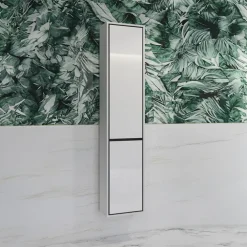 Colonna bagno sospesa 35x172h cm 2 ante bianco lucido nero Linda