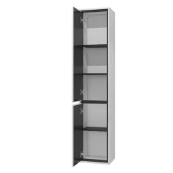 Colonna bagno sospesa 35x172h cm 2 ante bianco lucido nero Linda