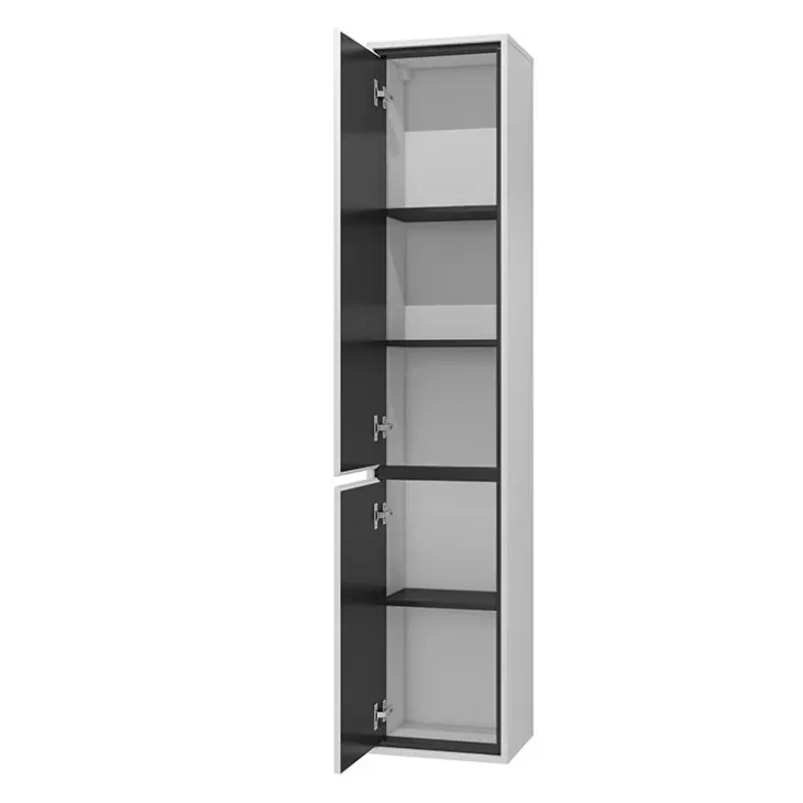 Colonna bagno sospesa 35x172h cm 2 ante bianco lucido nero Linda