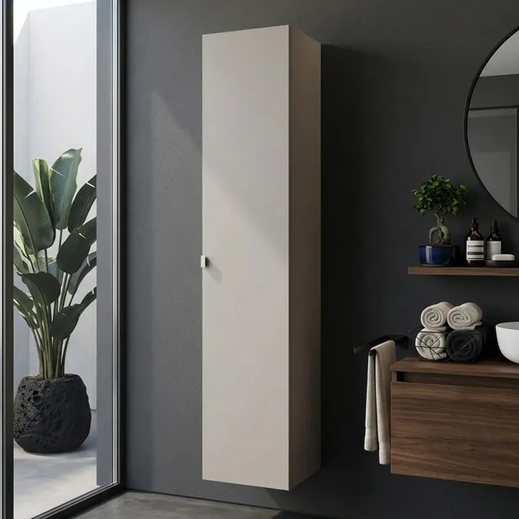 Colonna bagno sospesa 35x160h cm 1 anta 2 cassetti grigio Serif