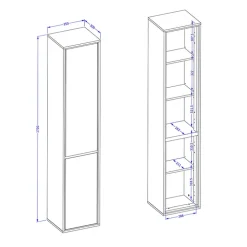 Colonna bagno sospesa 35x172h cm 2 ante tortora nero Linda