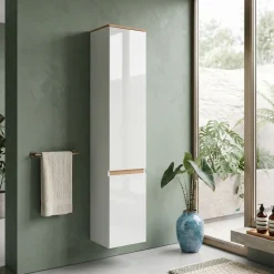 Colonna bagno sospesa 35x176h cm 2 ante bianco rovere Dual