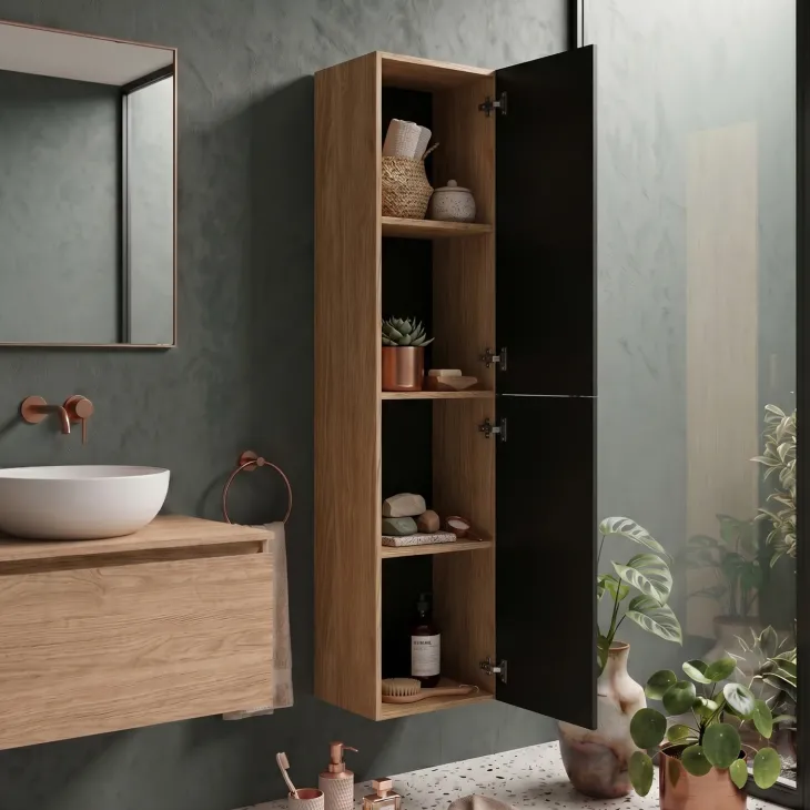 Colonna bagno sospesa 35x170h cm 2 ante nero rovere Swim