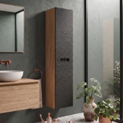 Colonna bagno sospesa 35x170h cm 2 ante nero rovere Swim