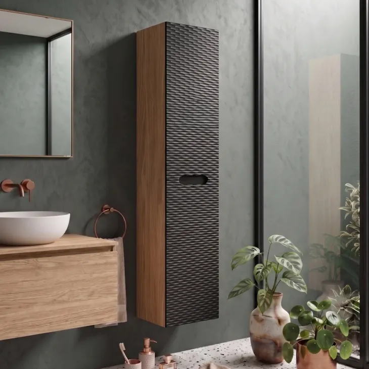 Colonna bagno sospesa 35x170h cm 2 ante nero rovere Swim