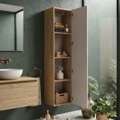 Colonna bagno sospesa 35x170h cm 1 anta beige rovere Swim