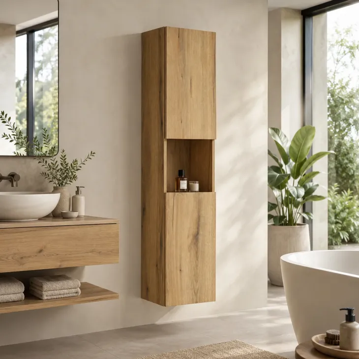 Colonna bagno sospesa 30x140h cm 2 ante rovere Rovery