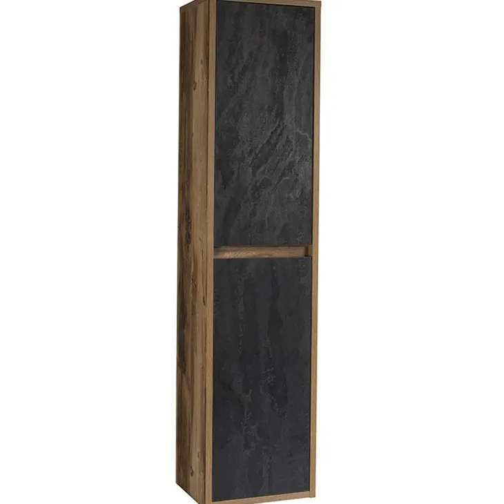 Colonna bagno sospesa 40x170h cm 2 ante rovere antracite Stony