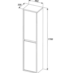 Colonna bagno sospesa 40x170h cm 2 ante rovere antracite Stony