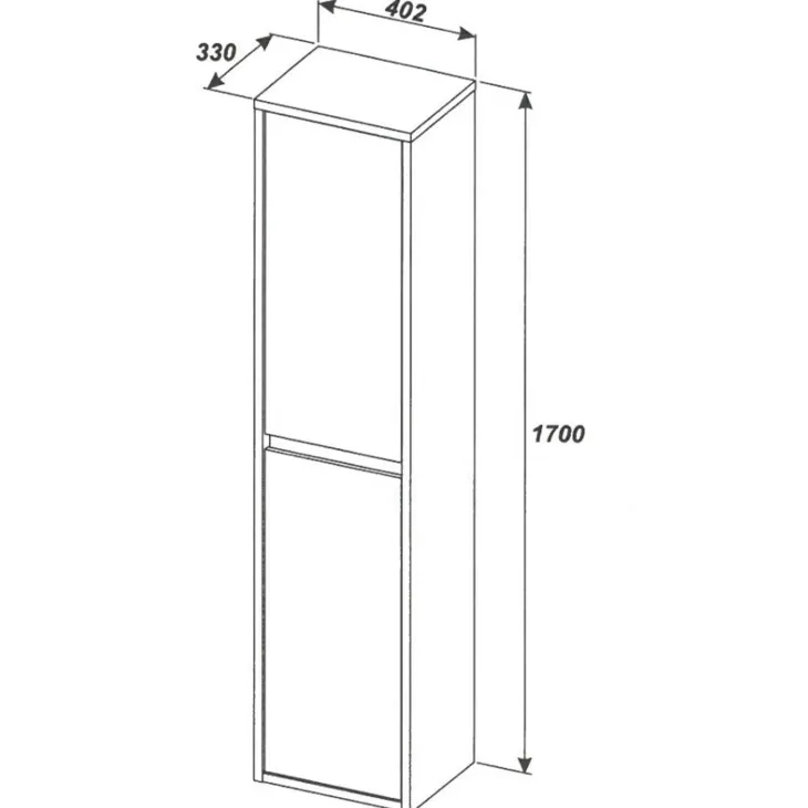 Colonna bagno sospesa 40x170h cm 2 ante rovere antracite Stony