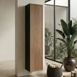 Colonna bagno sospesa 30x140h cm 1 anta noce Walnuts