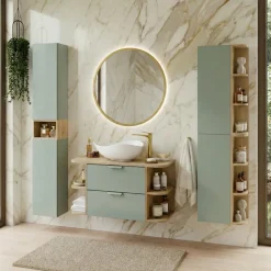 Colonna bagno sospesa 45x160h cm 2 ante verde salvia rovere Speranza
