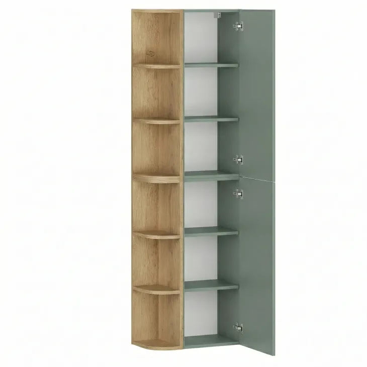 Colonna bagno sospesa 45x160h cm 2 ante verde salvia rovere Speranza