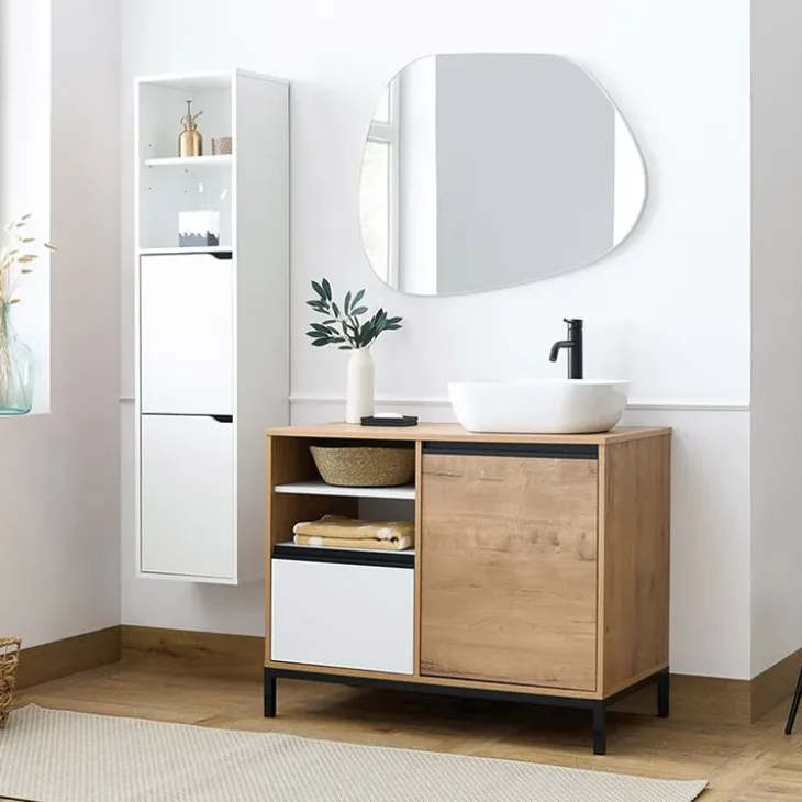 Colonna bagno sospesa 37x150h cm 2 ante 2 vani bianco Jasmund - Crown