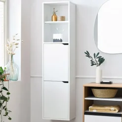 Colonna bagno sospesa 37x150h cm 2 ante 2 vani bianco Jasmund - Crown