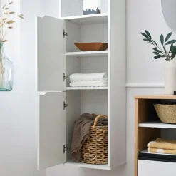 Colonna bagno sospesa 37x150h cm 2 ante 2 vani bianco Jasmund - Crown