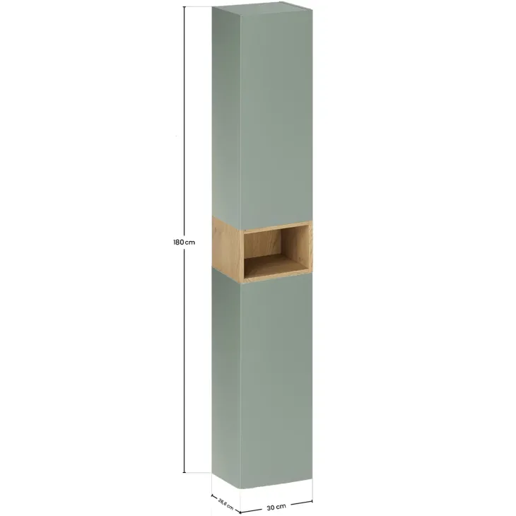 Colonna bagno sospesa 30x180h cm 2 ante verde salvia rovere Speranza