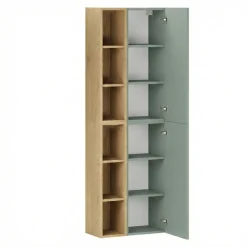 Colonna bagno sospesa 50x160h cm 2 ante verde salvia rovere Speranza