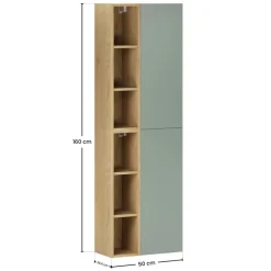 Colonna bagno sospesa 50x160h cm 2 ante verde salvia rovere Speranza