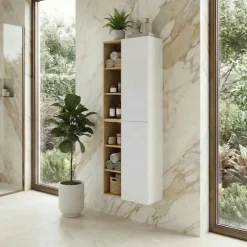 Colonna bagno sospesa 50x160h cm 2 ante bianco rovere Speranza