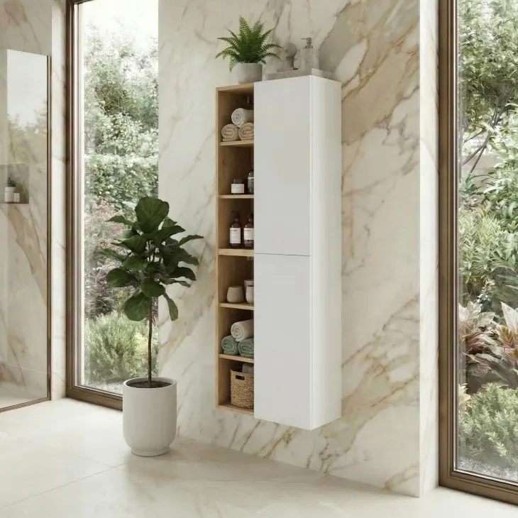 Colonna bagno sospesa 50x160h cm 2 ante bianco rovere Speranza