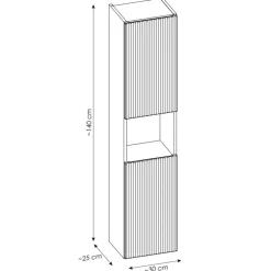 Colonna bagno sospesa 30x140h cm cannettato 2 ante bianco Cleany