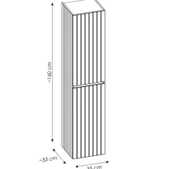 Colonna bagno sospesa 35x160h cm cannettato 2 ante rosa Autentic