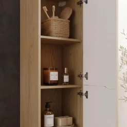 Colonna bagno sospesa 35x170h cm cannettato 2 ante rovere Pretty