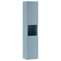 Colonna bagno sospesa 30x140h cm cannettato 2 ante azzurro Celestiale