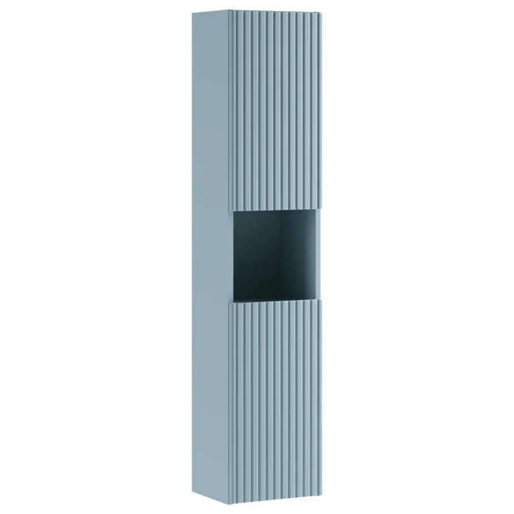 Colonna bagno sospesa 30x140h cm cannettato 2 ante azzurro Celestiale