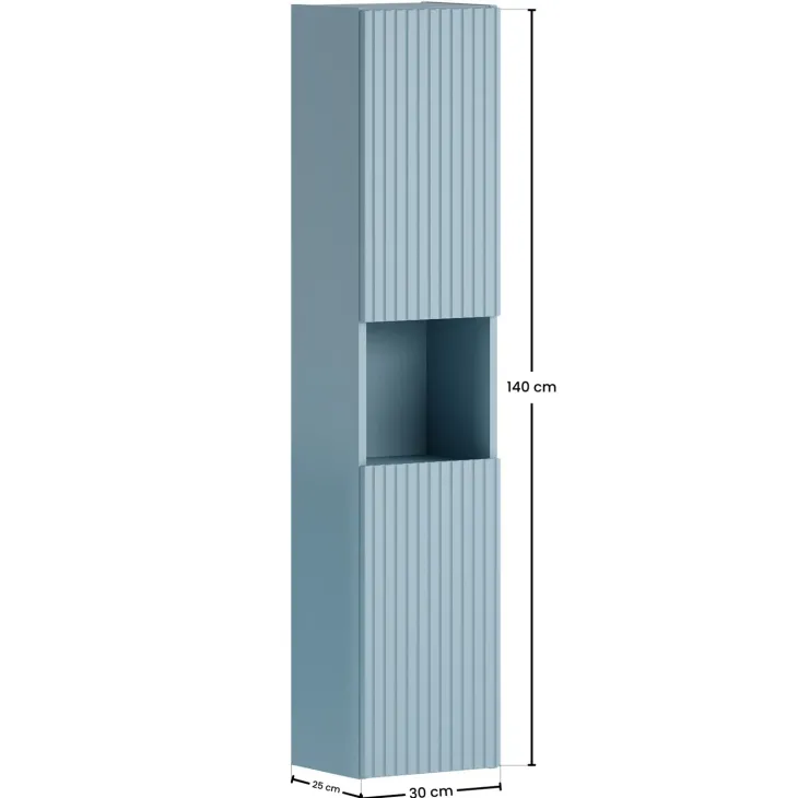 Colonna bagno sospesa 30x140h cm cannettato 2 ante azzurro Celestiale
