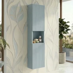 Colonna bagno sospesa 30x140h cm cannettato 2 ante azzurro Celestiale