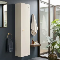 Colonna bagno sospesa 35x140h cm fresato 1 anta beige Sand