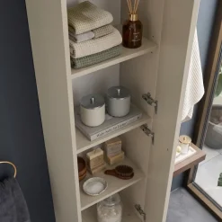 Colonna bagno sospesa 35x140h cm fresato 1 anta beige Sand