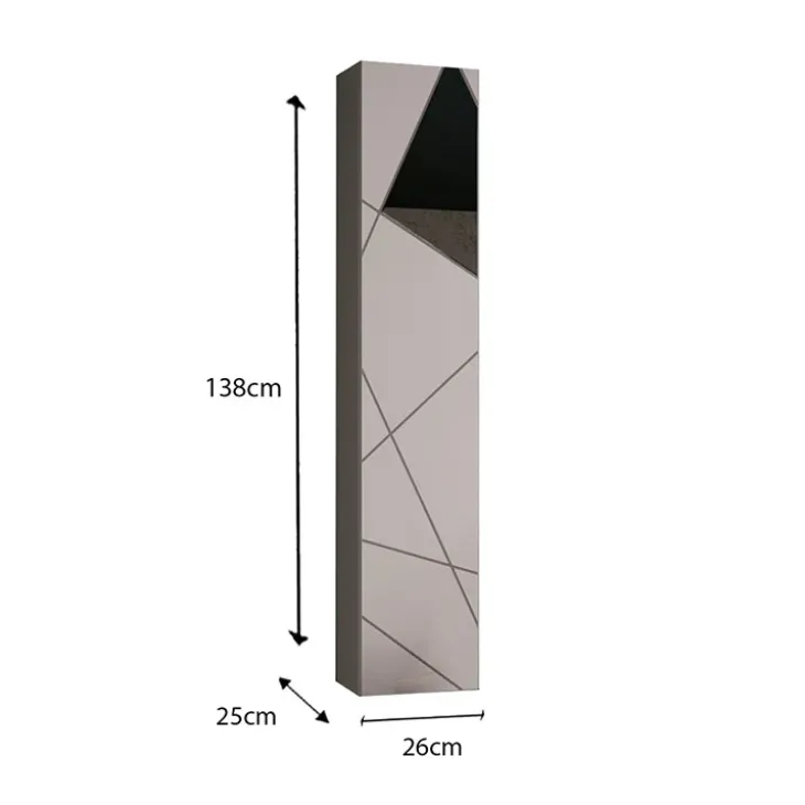 Colonna bagno 26x138h cm 1 anta bianco lucido specchi Olimpo