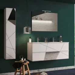 Colonna bagno 26x138h cm 1 anta bianco lucido specchi Olimpo