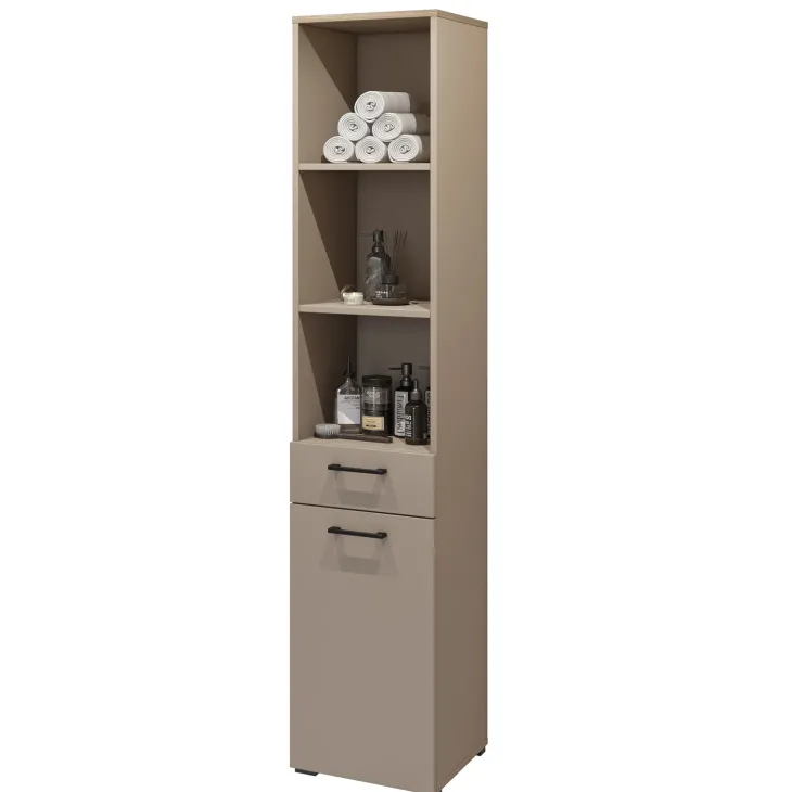 Colonna bagno 40x197h cm 1 anta 1 cassetto tortora rovere Wave