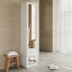 Colonna bagno 42x195h cm 1 anta con specchio bianco lucido Turny