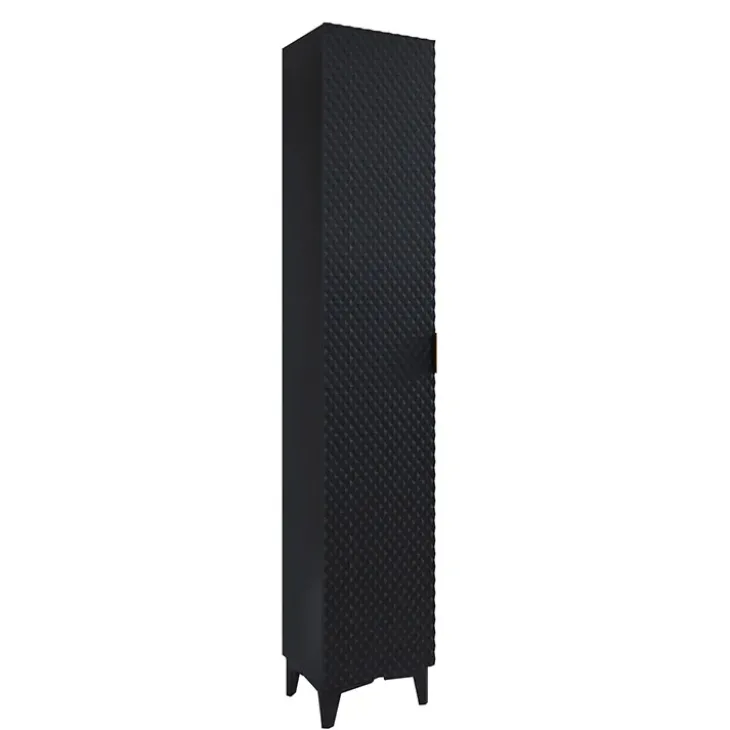 Colonna bagno 35x198h cm 1 anta nero frontale decorato Konny