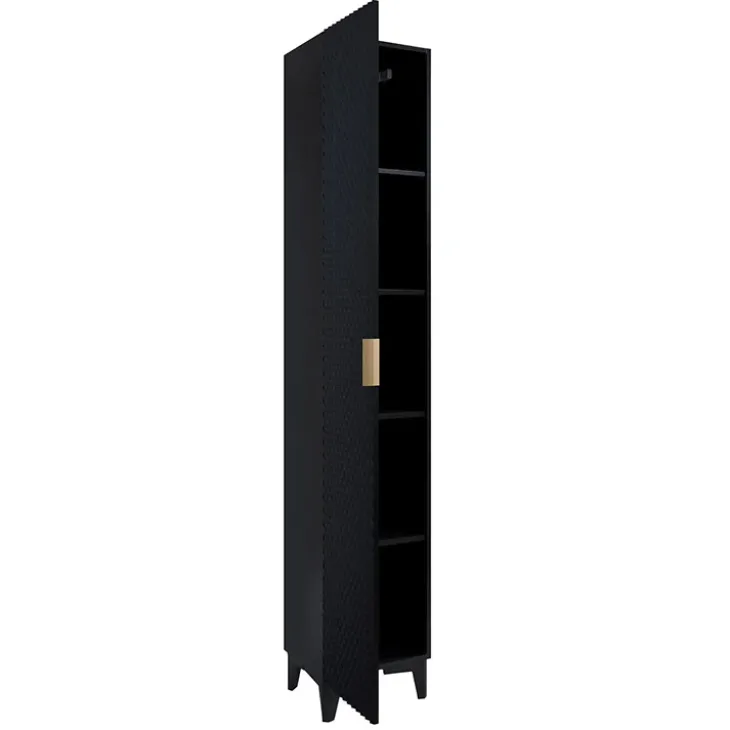 Colonna bagno 35x198h cm 1 anta nero frontale decorato Konny