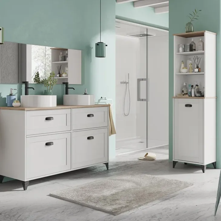 Colonna bagno 47x168h cm 1 anta 3 vani rovere bianco Ilias