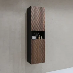 Colonna bagno 34x133h cm 2 ante 1 vano a giorno nero ante noce decorate Silvy