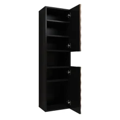 Colonna bagno 34x133h cm 2 ante 1 vano a giorno nero ante noce decorate Silvy