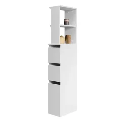 Colonna bagno 33x136h cm con 2 cassetti moderno bianco Zaida