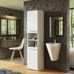 Colonna bagno 40x170h cm moderna con ripiano bianco Ramona