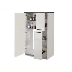 Colonna frigo dispensa cucina 90x165h cm moderna bianco grigio pietra Gourmet