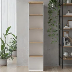 Colonna libreria ufficio 40x190h cm 5 vani bianco lucido rovere chiaro Opera