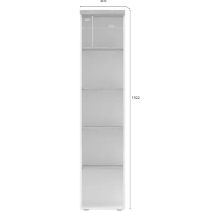 Colonna libreria ufficio 40x190h cm 5 vani bianco lucido rovere chiaro Opera